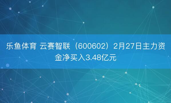 乐鱼体育 云赛智联(600602)2月27日主力资金净买入3.48亿元