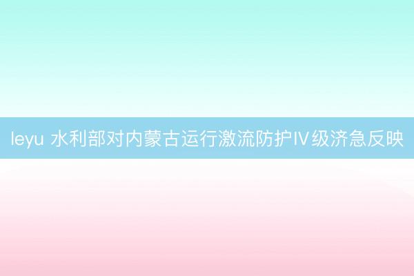 leyu 水利部对内蒙古运行激流防护Ⅳ级济急反映