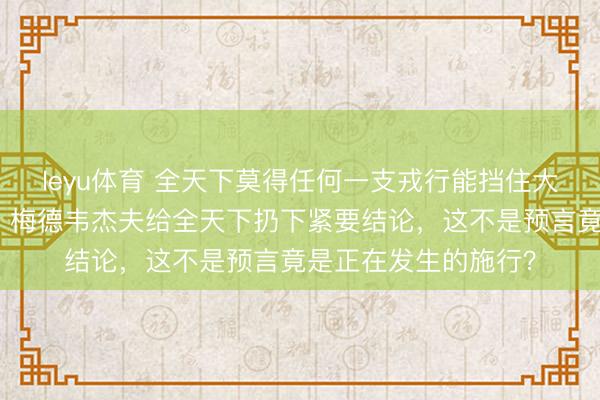leyu体育 全天下莫得任何一支戎行能挡住大领域无东谈主机群！梅德韦杰夫给全天下扔下紧要结论，这不是预言竟是正在发生的施行？