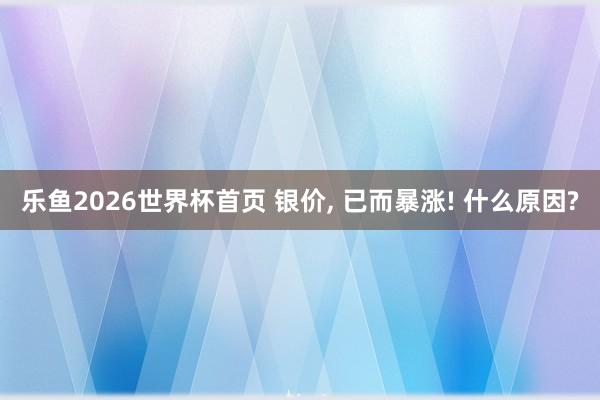乐鱼2026世界杯首页 银价， 已而暴涨! 什么原因?
