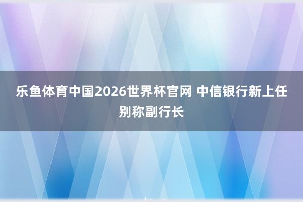 乐鱼体育中国2026世界杯官网 中信银行新上任别称副行长