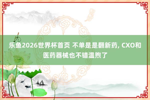 乐鱼2026世界杯首页 不单是是翻新药， CXO和医药器械也不错温煦了