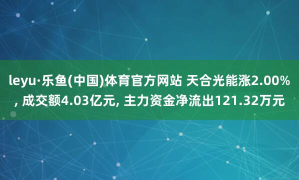 leyu·乐鱼(中国)体育官方网站 天合光能涨2.00%， 成交额4.03亿元， 主力资金净流出121.32万元