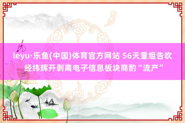 leyu·乐鱼(中国)体育官方网站 56天重组告吹 经纬辉开剥离电子信息板块商酌“流产”