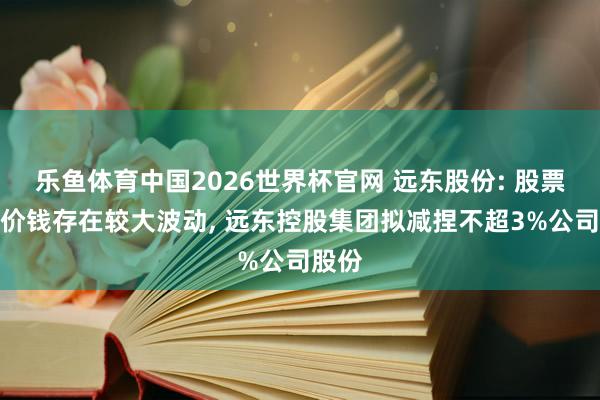 乐鱼体育中国2026世界杯官网 远东股份: 股票往复价钱存在较大波动， 远东控股集团拟减捏不超3%公司股份