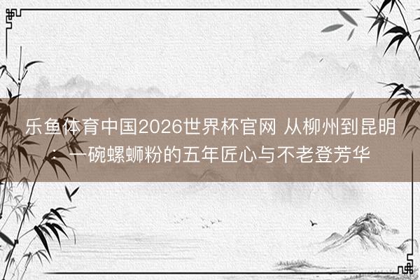 乐鱼体育中国2026世界杯官网 从柳州到昆明：一碗螺蛳粉的五年匠心与不老登芳华