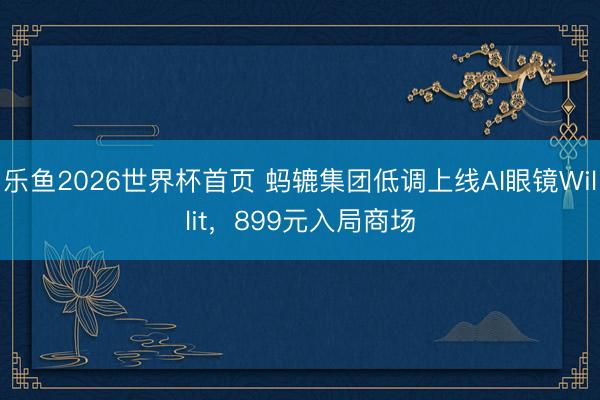 乐鱼2026世界杯首页 蚂辘集团低调上线AI眼镜Willit，899元入局商场