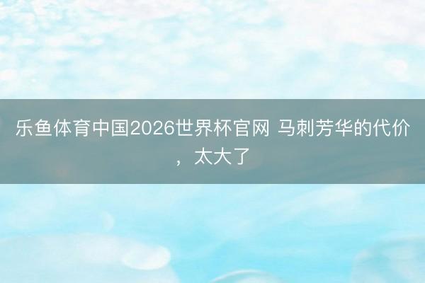 乐鱼体育中国2026世界杯官网 马刺芳华的代价，太大了