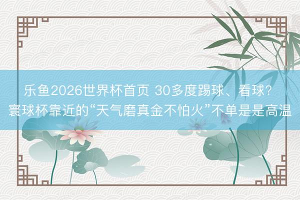 乐鱼2026世界杯首页 30多度踢球、看球? 寰球杯靠近的“天气磨真金不怕火”不单是是高温