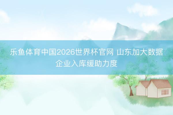 乐鱼体育中国2026世界杯官网 山东加大数据企业入库缓助力度