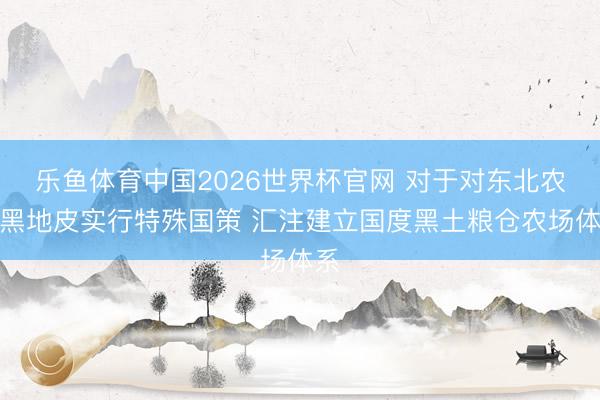 乐鱼体育中国2026世界杯官网 对于对东北农区黑地皮实行特殊国策 汇注建立国度黑土粮仓农场体系