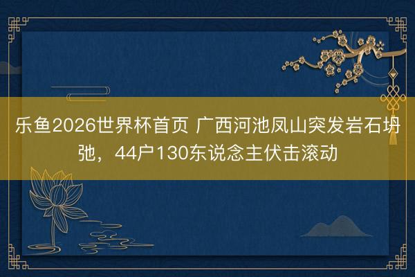 乐鱼2026世界杯首页 广西河池凤山突发岩石坍弛，44户130东说念主伏击滚动